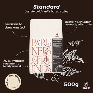 P&amp;F Standard Blend ขนาด 500g เมล็ดกาแฟคั่ว อราบิก้าผสมโรบัสต้า (คั่วเข้ม) | P&amp;F Coffee พีแอนด์เอฟ คอฟฟี่