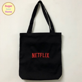 กระเป๋าผ้าปักโลโก้เน็ตฟลิกซ์ (NETFLIX logo embroidery tote bag)