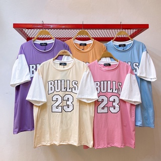 เสื้อยืด ผ้าโพลีเอสเตอร์ ผ้าเด้ง 🥣 สกรีน BULLS 23