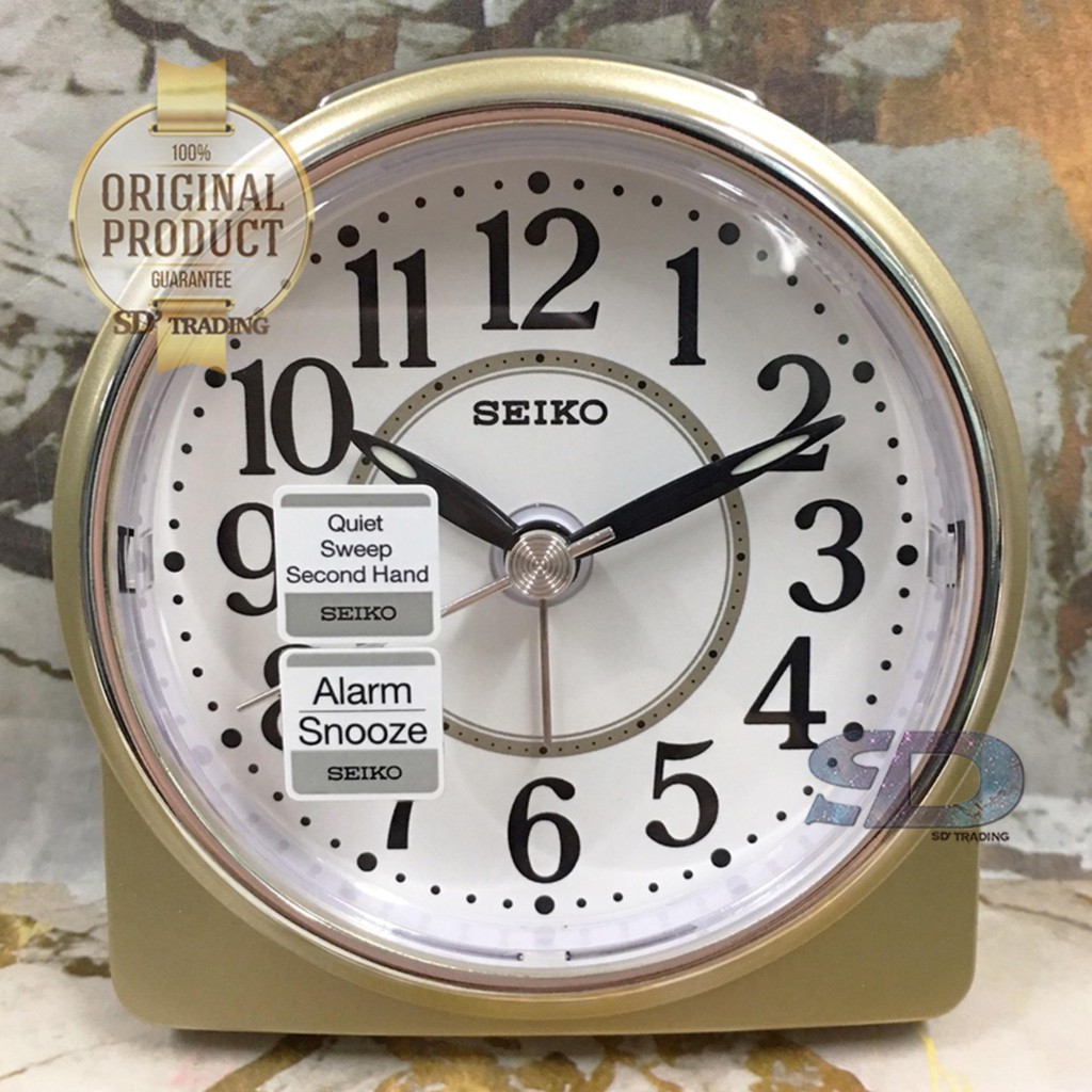 SEIKO นาฬิกาปลุก Alarm Clock (Snooze) QHE137G - สีบอร์นทอง