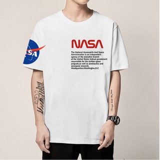 [COD]ฤดูร้อนน้ำแบรนด์ ins พอร์ตลม nasa แขนสั้นเสื้อยืดชายนักบินอวกาศคู่สวมนักเรียนหลวมผ้าฝ้าย clothesS-5XL