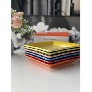 LeCreuset Cool Color Square Plate/Dinner Plate/Dessert Plate/Dish Plate 21cm American Pure Color Flat Plate tBDW