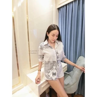 💛LADY DAKA SHOP💛เสื้อเชิ้ตแขนยาวคอปก เชิ้ตNY กระดุมหน้า พิมพ์ลายสวยๆ