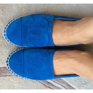 ESPADRILLES FLATS รองเท้า ส้นแบน หนังกลับ สีน้ำเงิน (สำหรับคนไซส์ 37)