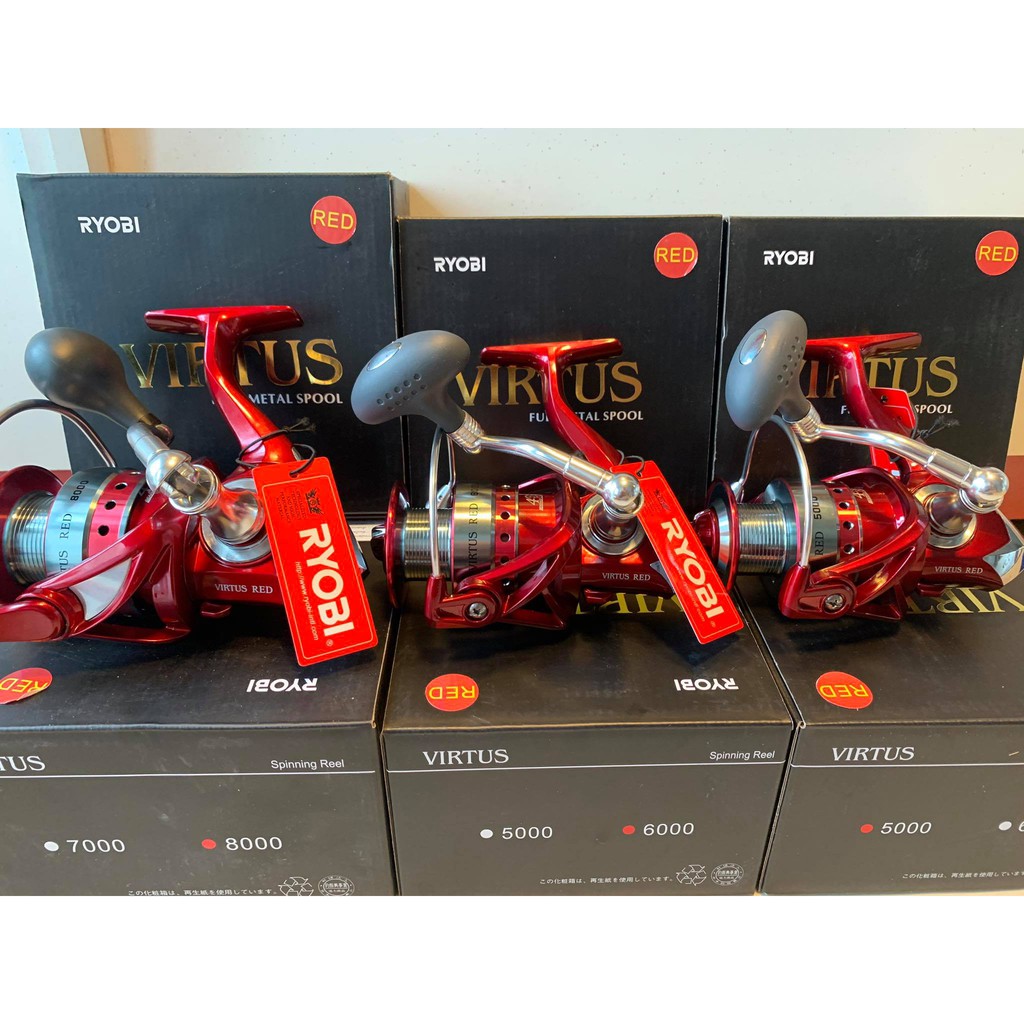 RYOBI Virtus 👍แถมสายรัดคันเบ็ดอย่างดี สีแดง รอกเรียวบิ ร้าน Mata Fishing รอกตกปลาถูกๆ รอกตกปลาทะเล รอกตกปลาสปิน
