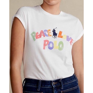 เสื้อสีขาว เสื้อยืดสีขาวผู้หญิง ใหม่ เสื้อยืด พิมพ์ลาย RalphLauren แฟชั่นสําหรับผู้ชาย และผู้หญิง