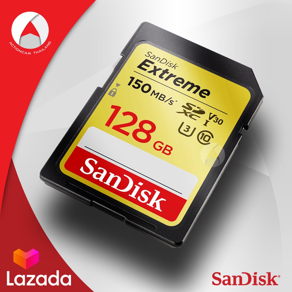 SanDisk Extreme SD Card 128GB SDXC ความเร็ว อ่าน 150MBs เขียน 60MBs