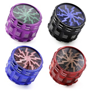 เครื่องบดสมุนไพร ลายสายฟ้า 4 ชั้น ขนาด 63 มม  Aluminium alloy 4-layer lighting logo grinder