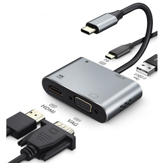 USB C to HDMI Adapter 4K 4 in 1 Type-C to HDMI / VGA / USB 3.0 Port + USB C Female Port Converter