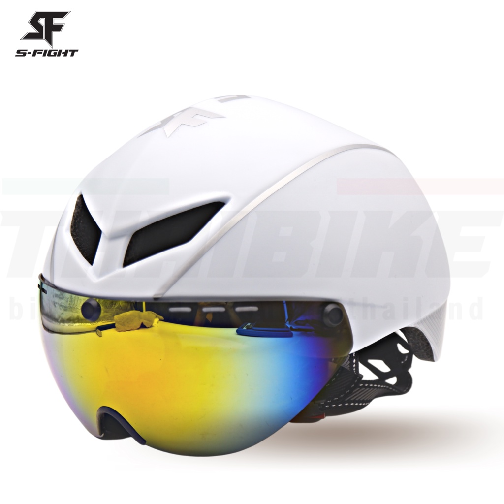 หมวกกันน็อคจักรยานเสือหมอบเสือภูเขา มีแว่นในตัว S-Fight รุ่น GH-06