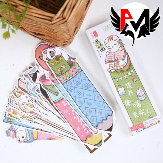 [SALE] ที่คั่นหนังสือ รูปแมว ที่คั่นกระดาษ 1 กล่องมี 30 แผ่น