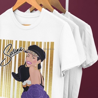 ผ้าฝ้ายคอกลมเสื้อยืด ผ้าฝ้าย พิมพ์ลายนักร้อง Selena Quintanilla สําหรับผู้ชาย และผู้หญิงfrom S-4XL