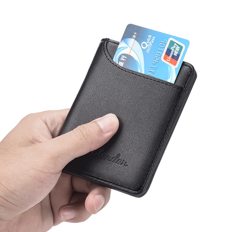 【กระเป๋าบ้า】กระเป๋าสตางค์ ใส่บัตรได้ ขนาดเล็ก แนวตั้ง แบบบางพิเศษ สําหรับผู้ชาย