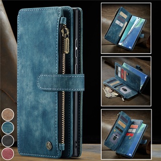 เคสหนัง ฝาพับ พร้อมช่องใส่บัตร มีซิป สําหรับ Samsung Galaxy Note 10 Plus 20 Ultra S8 S9 S10 Plus