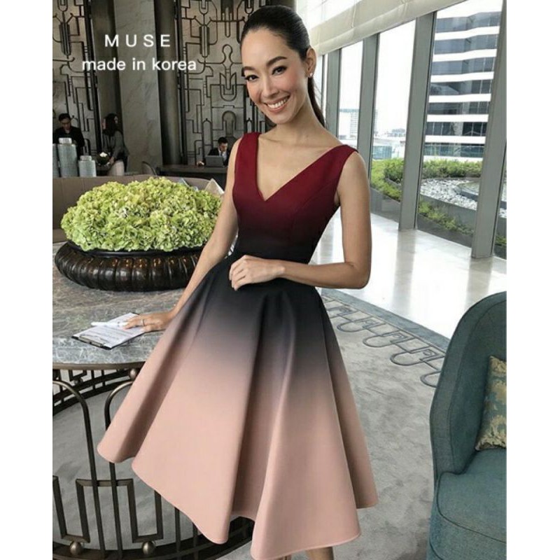 เดรสไล่สี เดรสออกงาน เดรสอลัง widelia@real