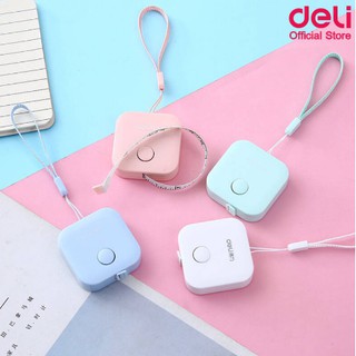 Deli สายวัดตัวแบบตลับพกพา สีพาสเทลน่าใช้ ยาว15mX7mm 79650