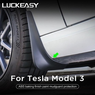 Tesla อุปกรณ์เสริมLUCKEASY For Tesla Model 3 Model Y Mud Flas model3 2022 Accessories Mudguards Slash Guards Fender Matt