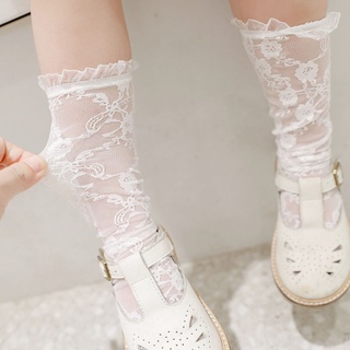 White Lace Newborn Socks Summer Breathable Mesh Infant Toddler Knee High Socks 0-3 Years