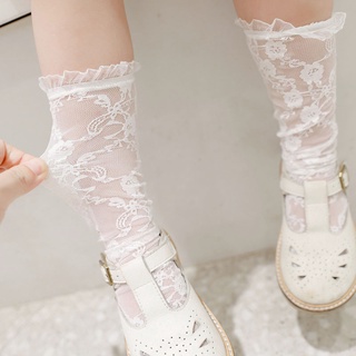 White Lace Newborn Socks Summer Breathable Mesh Infant Toddler Knee High Socks 0-3 Years