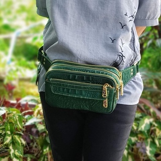 GPBAGS คาดเอวเงินล้าน ขนาด 8 นิ้วหนังอัดลายจรเข้ GP284-02 กระเป๋าคาดอก กระเป๋าสะพายเฉียง