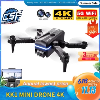 2021 ใหม่ KK1 Mini Drone 4K Hd กล้องคู่ความสูงรักษา Drones Wifi Fpv เครื่องบินพับได