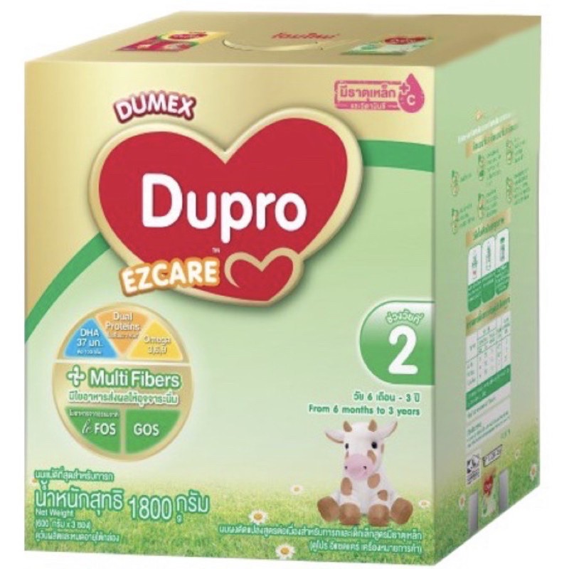 Dupro ดูโปร Ezcare สูตร 2 ขนาด 1,800 กรัม นมผงสำหรับเด็กเล็ก อายุ 6 เดือน - 3 ปี (วันหมดอายุ 17.02.2