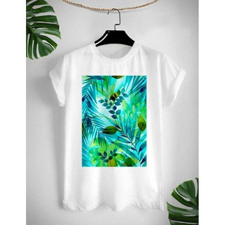 เสื้อยืดลาย Tropical ใส่สบาย ไม่ยืด ไม่ย้วย สีสันสดใส