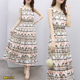 Maxi Dress เดรสยาว พิมพ์ลายกราฟฟิก (โค้ดช้อปฟรี 100 บาท)