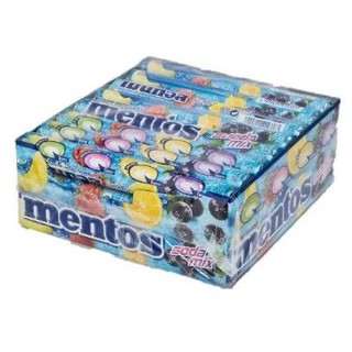 เมนทอส โซดามิกซ์ ขนาด 37กรัม ยกแพ็ค 24แท่ง ลูกอมแท่ง MENTOS SODA MIX CANDY