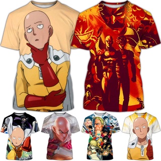 ใหม่ เสื้อยืดลําลอง แขนสั้น คอกลม พิมพ์ลายอนิเมะ One-Punch Man 3D แฟชั่นฤดูร้อน สําหรับผู้ชาย SX-5XL