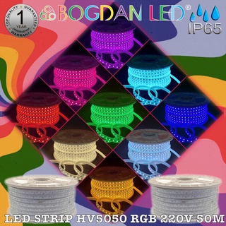 LED STRIP HV5050 220V สี RGB ยาว 50 เมตร กันน้ำ IP65 แบบหุ้มซิลิโคน สำหรับตกแต่ง,ทำป้ายสินค้าให้แสงสว่างทั้งเส้น