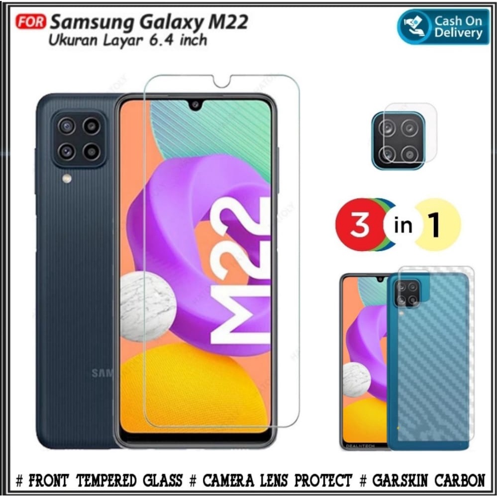 ใน AlvaCaseAcc 3IN1 กระจกนิรภัย Samsung F22 M22 4G ฟรีกล้องป้องกันรอยขีดข่วนและ Graskin GALAXY F22 M