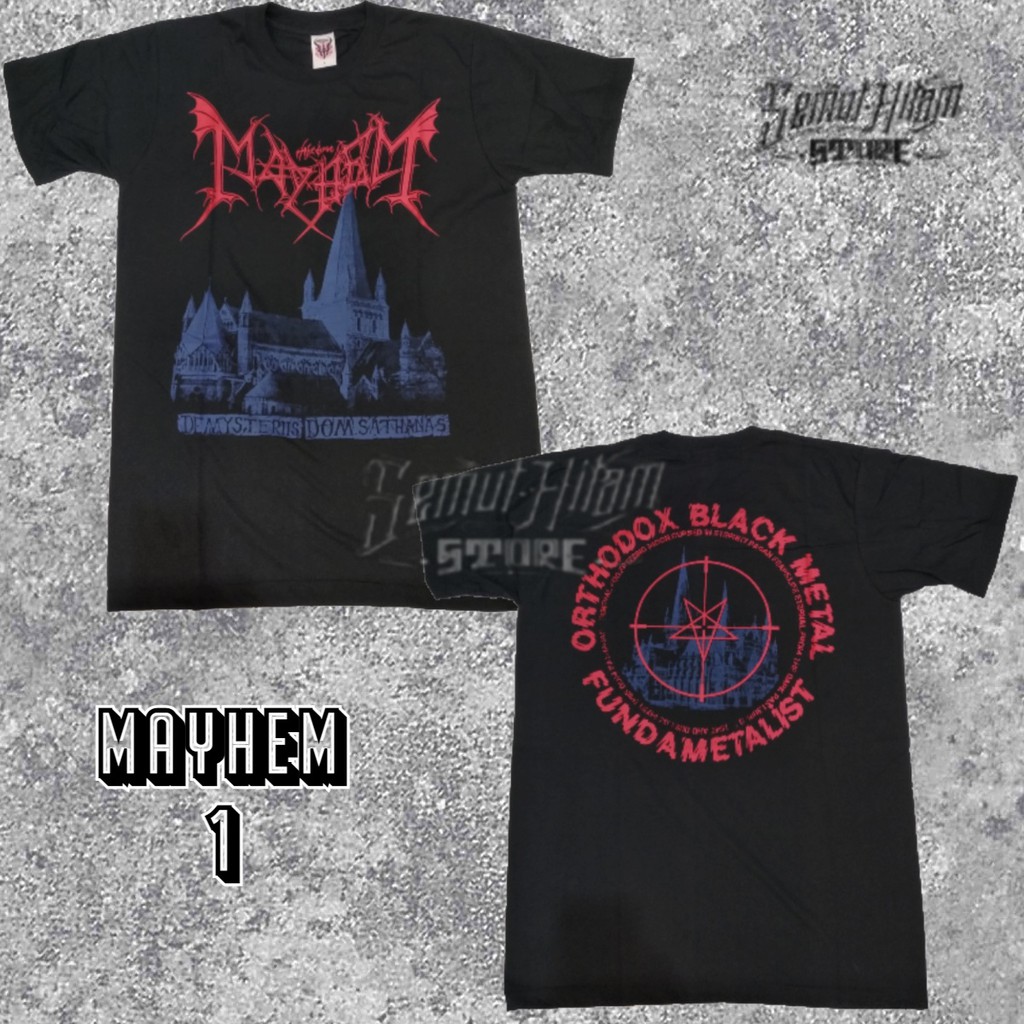 (ซ้ายเฉือน) Mayhem เสื้อยืด ตัวสั้น ลายวงดนตรีกบฏ สีดํา ของแท้