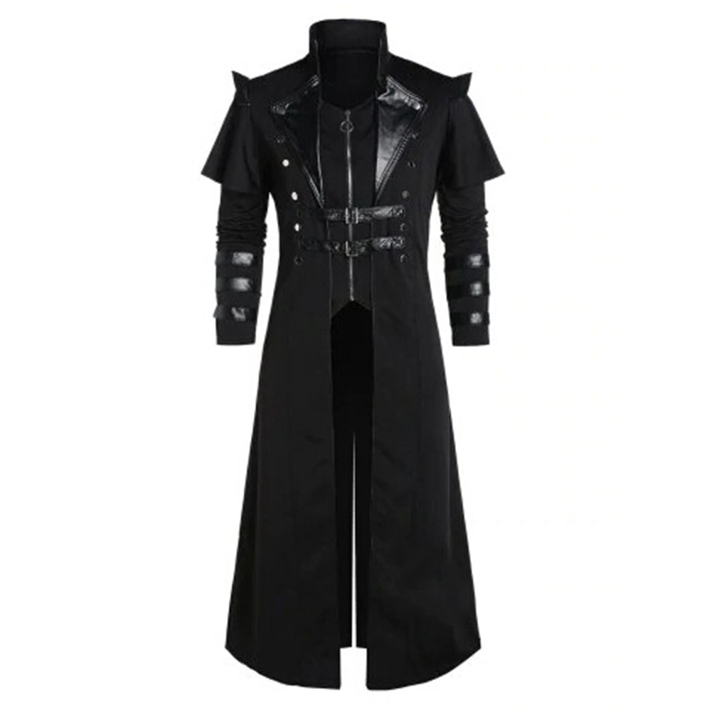 บุรุษยุคกลาง Retro Frock Coat Gothic Tailcoat Steampunk แจ็คเก็ตฮาโลวีนคอสเพลย์เครื่องแต่งกายชุด