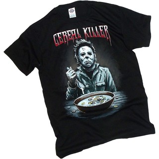 เสื้อยืดโอเวอร์ไซส์Halloween Movie Cereal Killer, ไมเคิลไมเยอร์ส, เสื้อยืดลายไทยผู้ใหญ่ Tee Tees สไตล์จีนS-3XL