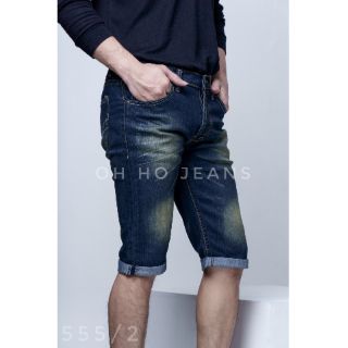 Oh ho jeans กางเกงยีนส์ขาสามส่วนผ้ายืด สีสนิมเขียว (งานป้ายMc) รหัส555/2