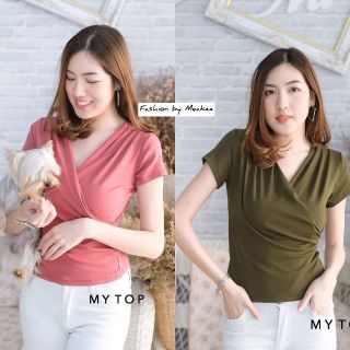 🔥พร้อมส่ง ครบสีจ้า🔥MY TOP: เสื้อยืด ป้ายอก เซ็กซี่ น่ารัดเบาๆ 👄