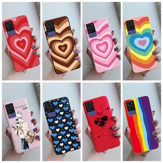 เคสโทรศัพท์มือถือแบบนิ่ม TPU ลายหัวใจ สีรุ้ง สําหรับ Vivo V21 5G V21e V21 e V2061 V2066