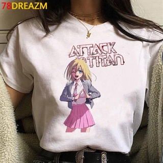 เสื้อยืดสีขาวเสื้อยืดลําลอง พิมพ์ลาย Attack on Titan พลัสไซซ์ สีขาว สําหรับผู้ชายS-4XL