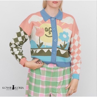 Kowie Korea Kimmy ( 266 ) เสื้อไหมแขนยาวพรมสีพาสเทล  price  790฿ พร้อมส่ง