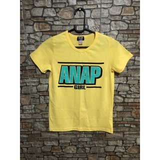 ANAP GIRL ( SIZE S ) เสื้อยืดสีเหลืองลายสกรีน ไหล่กว้าง 13-14 นิ้ว อก 32-34 นิ้ว ยาว 22.5 แขนยาว 6 นิ้ว รอบแขน 11 นิ้ว