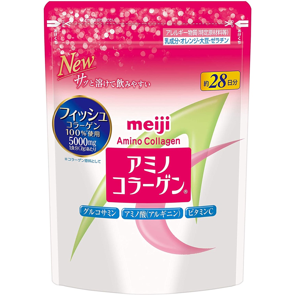 【Directly from Japan】  Meiji Amino Collagen Powder Regular 196g 28 days