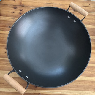 ∈♟Iron Wok Frying Wok Non-stick Frying Wok Uncoated Double Lug Cast Iron Pig Iron Cooking Wok Double Lug Gas Stove Is Su