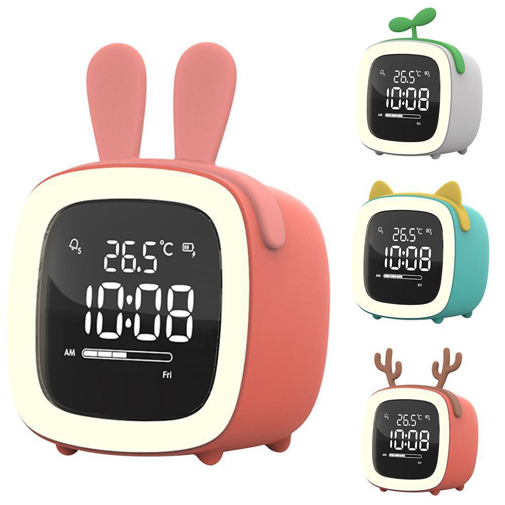 Cute Alarm Clock Night Light Cartoon Digital LED Snooze Countdown for Kids  Children Rechargeable Desktop Desk Table Alarm Clock | Shopee Thailand