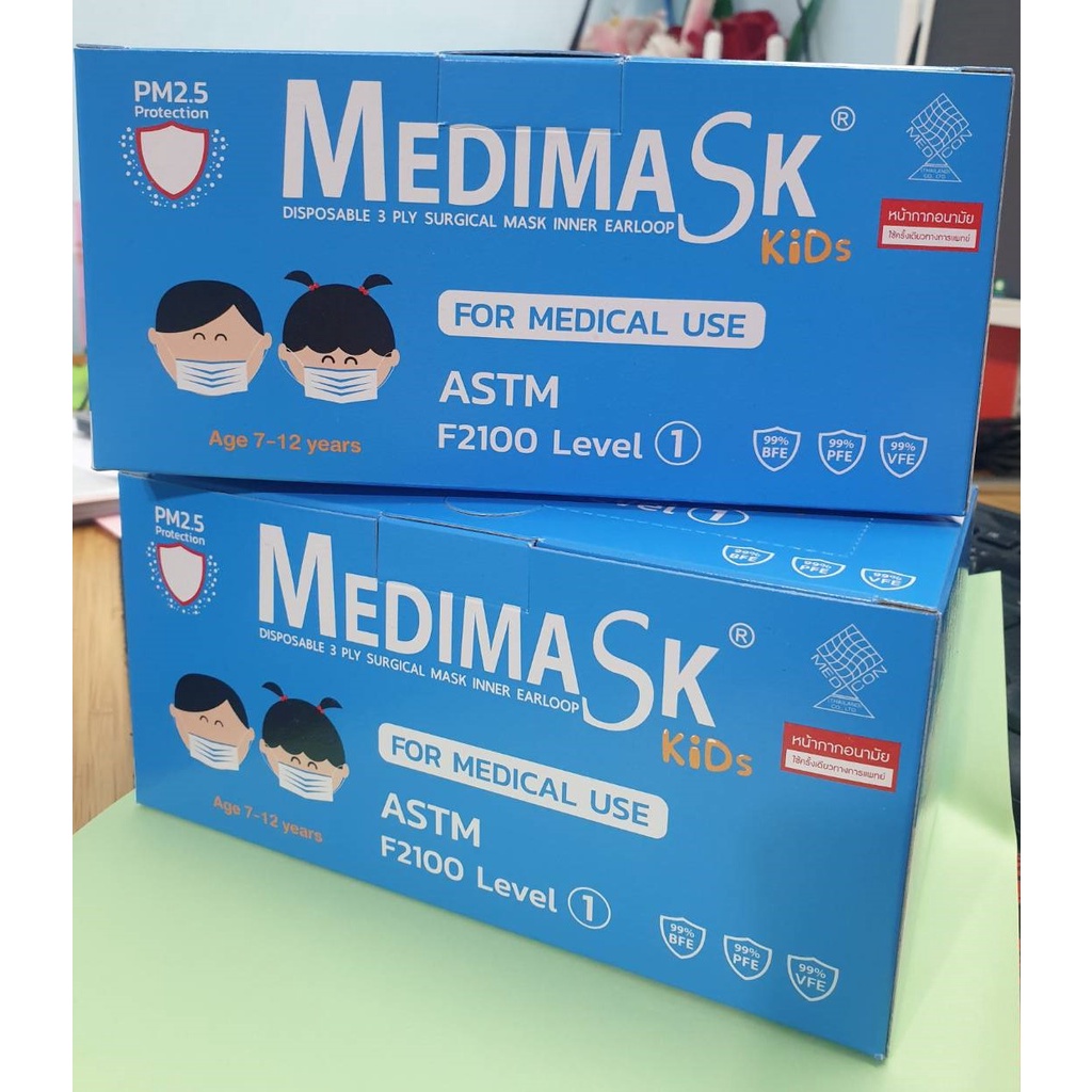 หน้ากากเด็กลายการ์ตูน ** Medimask Kids ** ASTM F2100 Level 1