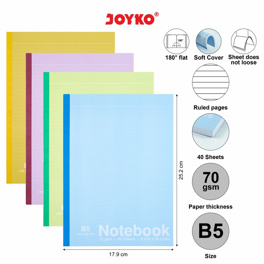 JOYKO NOTEBOOK B5 LINES / JOYKO B5 NOTEBOOK รุ่น COLORFUL MINIMALIST QUALITY NB-705