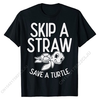 [COD]เสื้อยืด พิมพ์ลาย Skip A Straw Save A Turtle สําหรับผู้ชายS-5XL