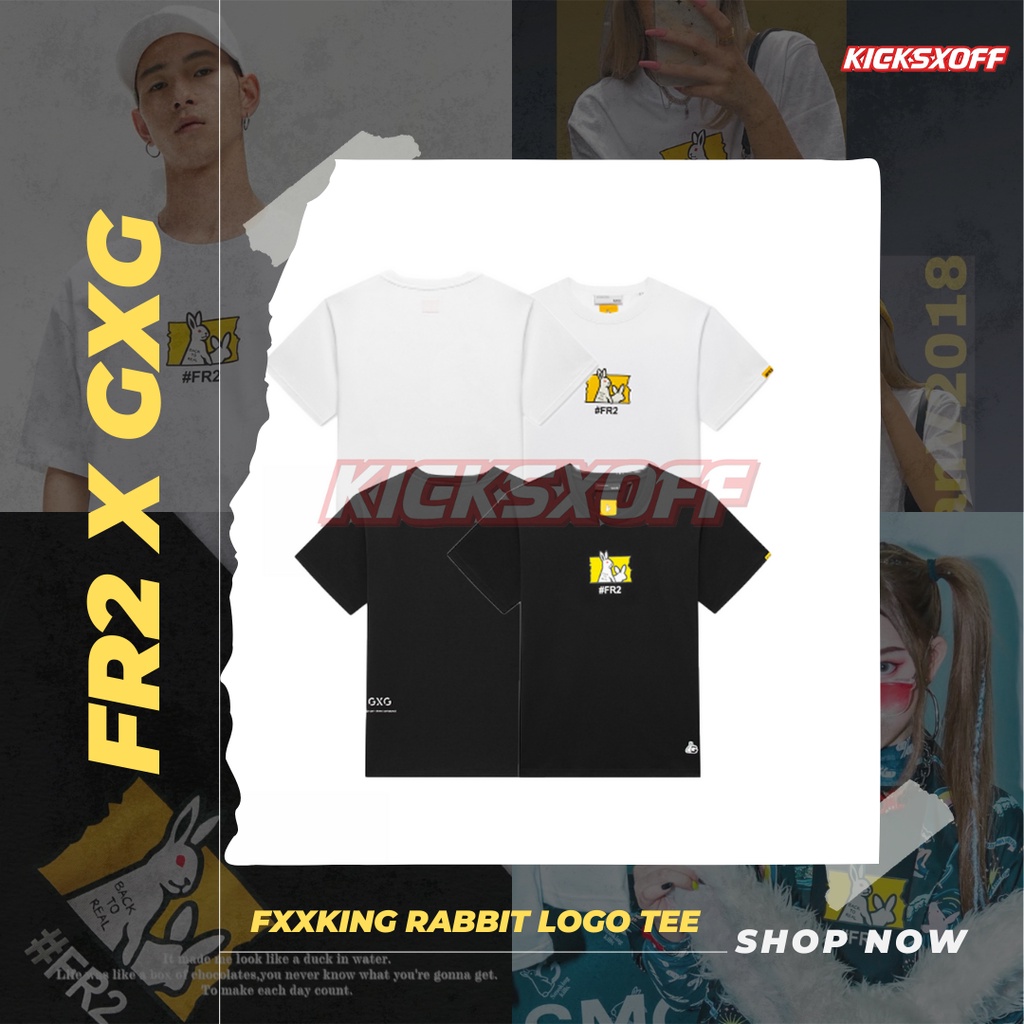 FR2 X GXG โลโก้ขนาดใหญ่ Tee Hype/แฟชั่น/Streetwear/คู่/เสื้อยืด Unisex
