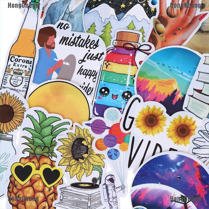 [LHGC] 53Pcs Summer light yellow stickers DIY scrapbook suitcase laptop ...
