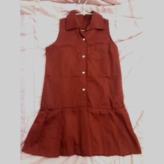 ลดราคา! ส่งฟรี!!! ตัวสุดท้าย เดรสจีบเทนนิส สีแดงเลือดหมู น่ารักมากๆ